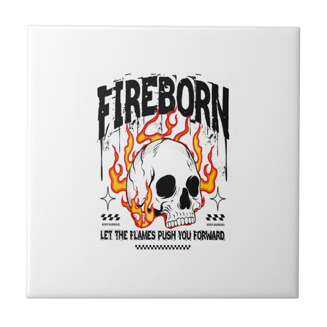 Azulejo De Cerâmica Fireborn Skull Urban Streetwear (Frente)