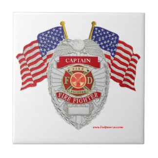 Azulejo De Cerâmica FireFighter_Badge_Captain