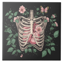 Azulejo De Cerâmica Fíria Floral e Ilustração Botânica do Coração