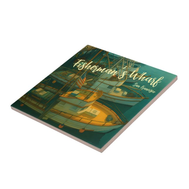 Azulejo De Cerâmica Fishing Fleet at Fisherman’s Wharf, San Francisco (Lateral)