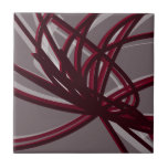 Azulejo De Cerâmica Fita de Abstrato Artística da cinza  e Borgonha |<br><div class="desc">A cinza e o azulejo de cerâmica burgundy apresentam uma composição de fita de abstrato artística com tons de vinho burgundy e cinzas com sotaque branco sobre fundo de cinza.</div>
