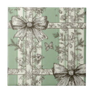 Azulejo De Cerâmica Fita de Toile Verde Vintage