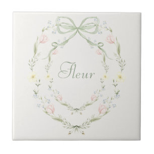 Azulejo De Cerâmica Fita Francesa Floral Vintage Pastel Fleur