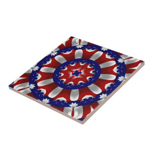 Azulejo De Cerâmica Fitas Patrióticas EUA Kaleidoscópio