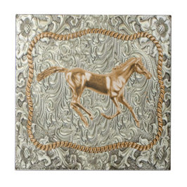 Azulejo De Cerâmica Fivela do Cinturão de Cavalo Dourado Ocidental