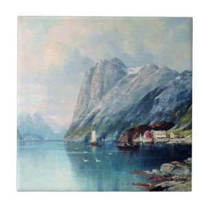 Azulejo De Cerâmica Fjord na Noruega - trabalho de arte Lagorio