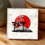 Azulejo De Cerâmica Flag e Symbols of Japan ID153<br><div class="desc">Este design de azulejo de cerâmica patriota mostra a bandeira do Japão sobrepondo imagens do Monte Fuji,  flores de cereja e um portão de torii...  tudo com um efeito moderno e angustiante. Procure ID153 para ver outros produtos com este design.</div>