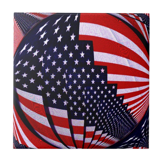 Azulejo De Cerâmica Flag-USA - Espalhar o Amor_ (Frente)