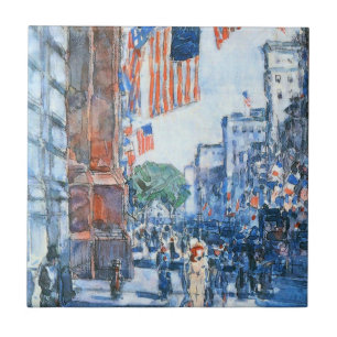 Azulejo De Cerâmica Flags Fifth Avenue de Childe Hassam, Arte Antigo