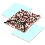 Azulejo De Cerâmica Flamboyant Royal Poinciana Tree<br><div class="desc">A Flamboyant,  Royal Poinciana ou Flame,  com as suas flores laranja e vermelha tropicais a atingir o céu azul e as nuvens brancas,  inspira-se neste design único e intrincado. Este é um dos quatro designs coordenadores. Esta imagem é uma fotografia original de JLW_PHOTOGRAPHY</div>