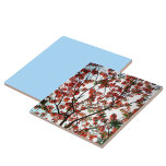 Azulejo De Cerâmica Flamboyant Royal Poinciana Tree<br><div class="desc">A Flamboyant,  Royal Poinciana ou Flame,  com as suas flores laranja e vermelha tropicais a atingir o céu azul e as nuvens brancas,  inspira-se neste design único e intrincado. Este é um dos quatro designs coordenadores. Esta imagem é uma fotografia original de JLW_PHOTOGRAPHY</div>