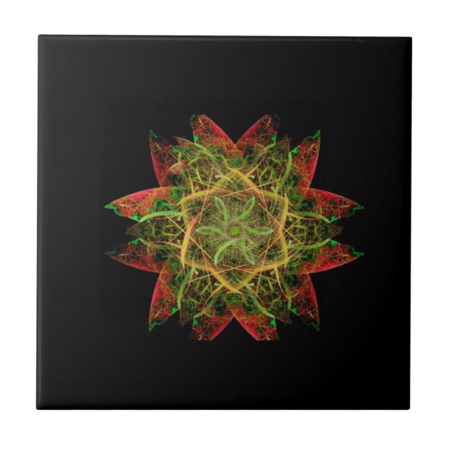 Azulejo De Cerâmica Flame Fractal Art (Frente)