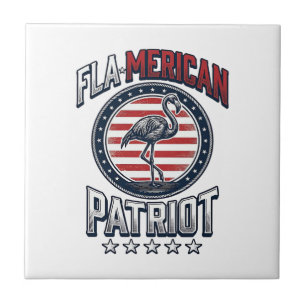 Azulejo De Cerâmica Flamericano Patriota Flamingo Vetorial Vintage