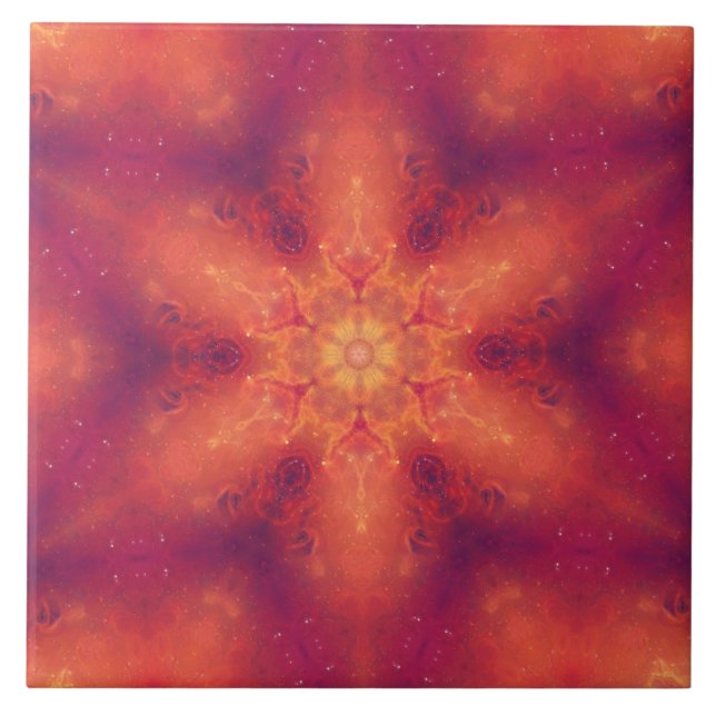 Azulejo De Cerâmica Flaming Fiery Phoenix Burning Snowflake (Frente)