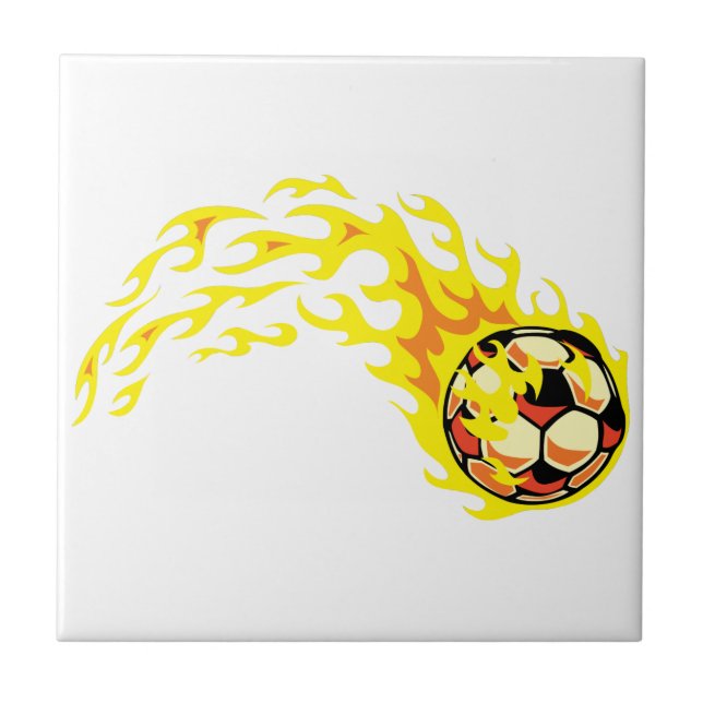Azulejo De Cerâmica Flaming' Soccer Ball (Frente)