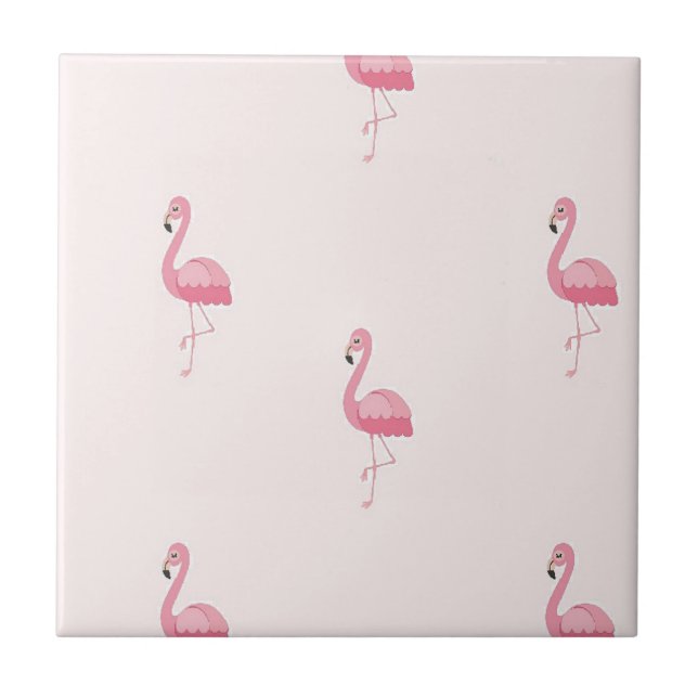 Azulejo De Cerâmica Flamingo cor-de-rosa (Frente)
