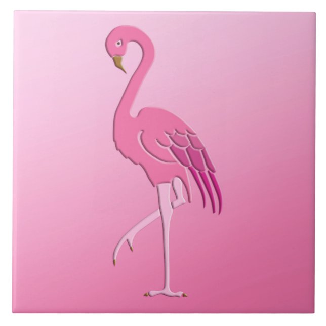 Azulejo De Cerâmica Flamingo Fuchsia, rosa-bonito e rosa-pálido (Frente)