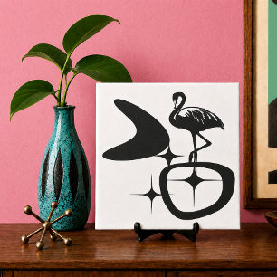 Azulejo De Cerâmica Flamingo Moderno de Meados do Século Formas Atômic