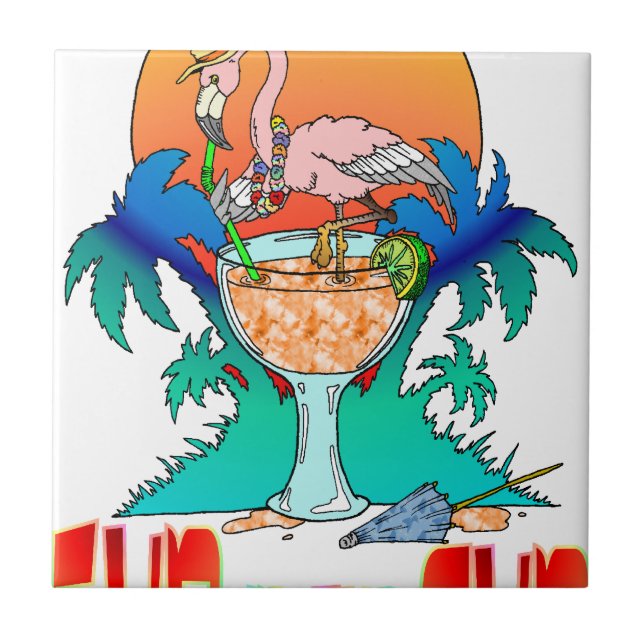 Azulejo De Cerâmica Flamingo no Sol (Frente)