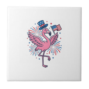 Azulejo De Cerâmica Flamingo Patriótico Fogo de Artifício Design Vetor