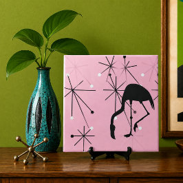 Azulejo De Cerâmica Flamingo Rosa Moderno de Meados do Século Estrela