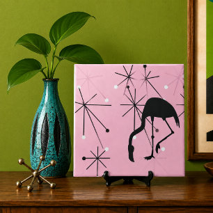 Azulejo De Cerâmica Flamingo Rosa Moderno de Meados do Século Estrela