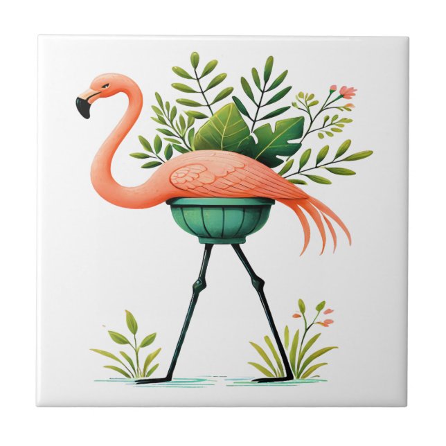 Azulejo De Cerâmica FLAMINGO Whimsso e Plantas (Frente)