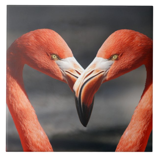 Azulejo De Cerâmica Flamingoes no Amor (Frente)