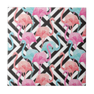 Azulejo De Cerâmica Flamingoes no padrão de Design Negrito