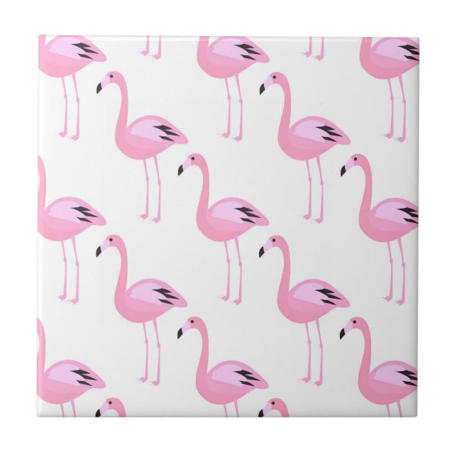 Azulejo De Cerâmica Flamingos cor-de-rosa 2 (Frente)