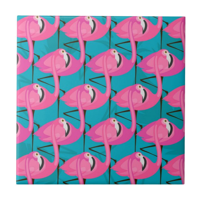 Azulejo De Cerâmica Flamingos de néon (Frente)