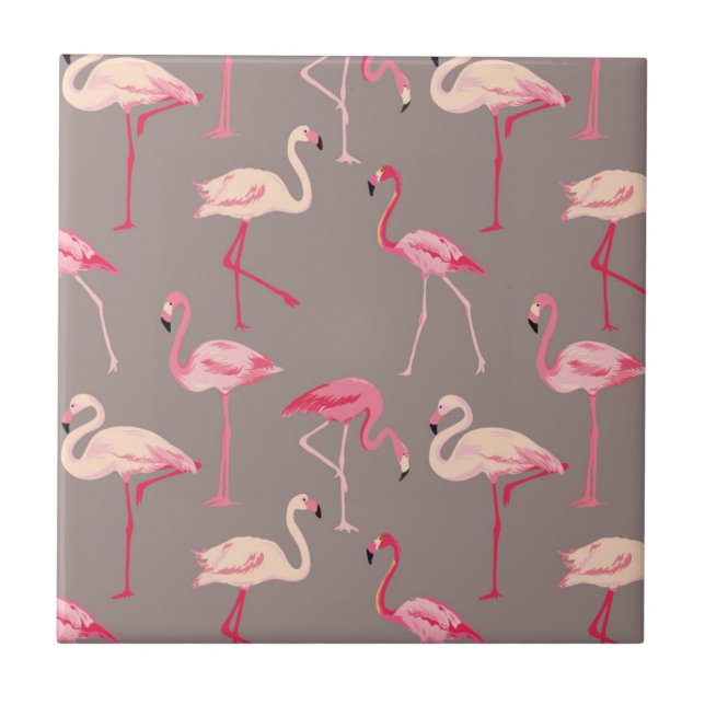 Azulejo De Cerâmica Flamingos retros (Frente)