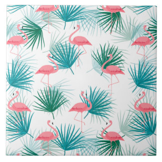 Azulejo De Cerâmica Flamingos Tropical Palmetto Fronteira Folha