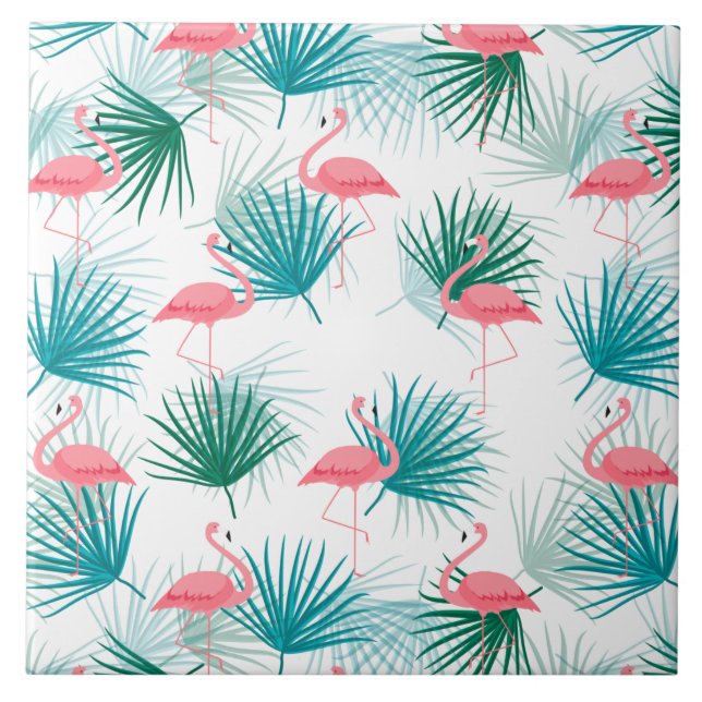 Azulejo De Cerâmica Flamingos Tropical Palmetto Fronteira Folha (Frente)