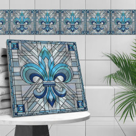 Azulejo De Cerâmica Fleur-de-lis - Arte do mosaico de vidro retido