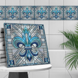Azulejo De Cerâmica Fleur-de-lis - Arte do mosaico de vidro retido