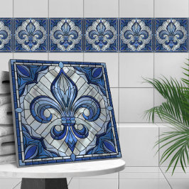 Azulejo De Cerâmica Fleur-de-lis - Arte do mosaico de vidro retido
