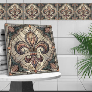 Azulejo De Cerâmica Fleur-de-lis - Arte do mosaico de vidro retido