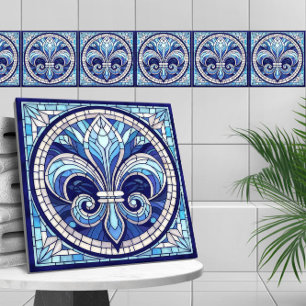Azulejo De Cerâmica Fleur-de-lis - Arte do mosaico de vidro retido