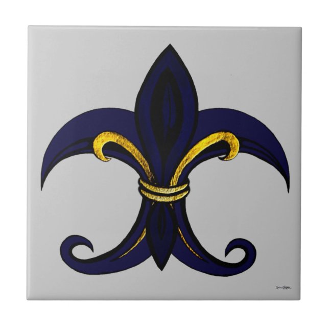 Azulejo De Cerâmica Fleur de lis blue/gold (Frente)