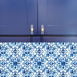 Azulejo De Cerâmica Fleur-de-lis Blue Watercolor