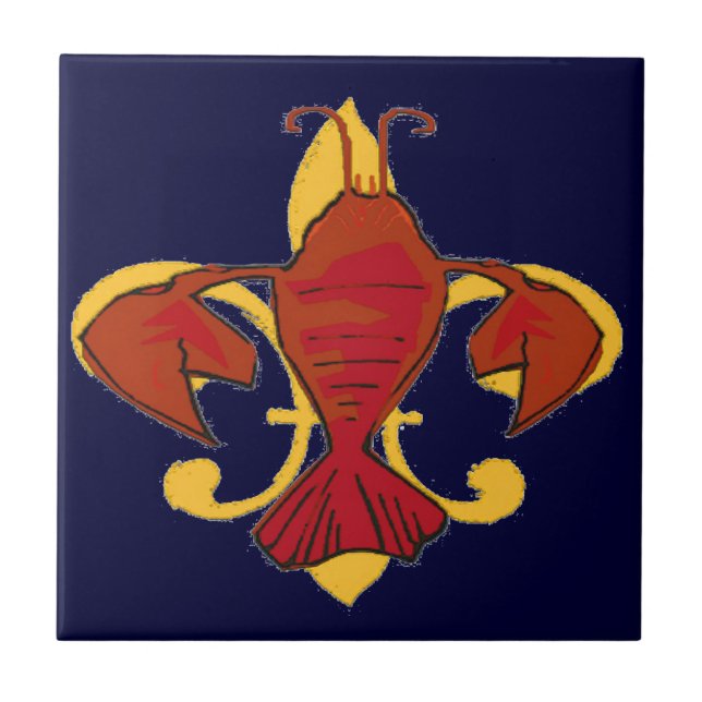 Azulejo De Cerâmica Fleur De Lis Crawfish (Frente)