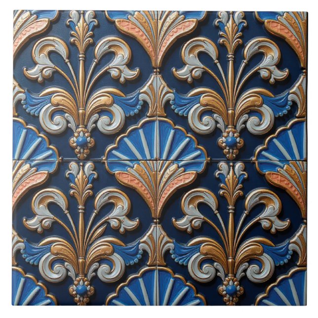 Azulejo De Cerâmica Fleur-de-Lis e ventiladores (Frente)