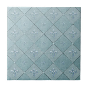 Azulejo De Cerâmica Fleur De Lis em Aqua