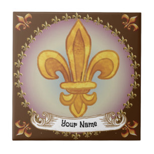 Azulejo De Cerâmica Fleur De Lis Family Crest Surname