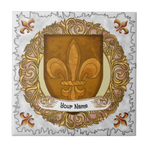 Azulejo De Cerâmica Fleur De Lis Family Crest Surname