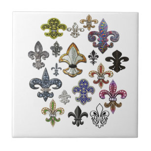 Azulejo De Cerâmica Fleur De Lis Flor New Orleans Jewel Sparkle