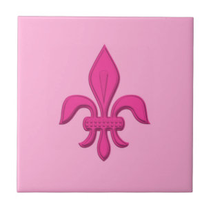 Azulejo De Cerâmica Fleur de Lis no Rosa de Fuchsia, Rosa claro