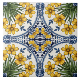 Azulejo De Cerâmica Fleurs jaunes 3