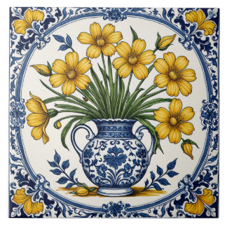 Azulejo De Cerâmica Fleurs jaunes 5